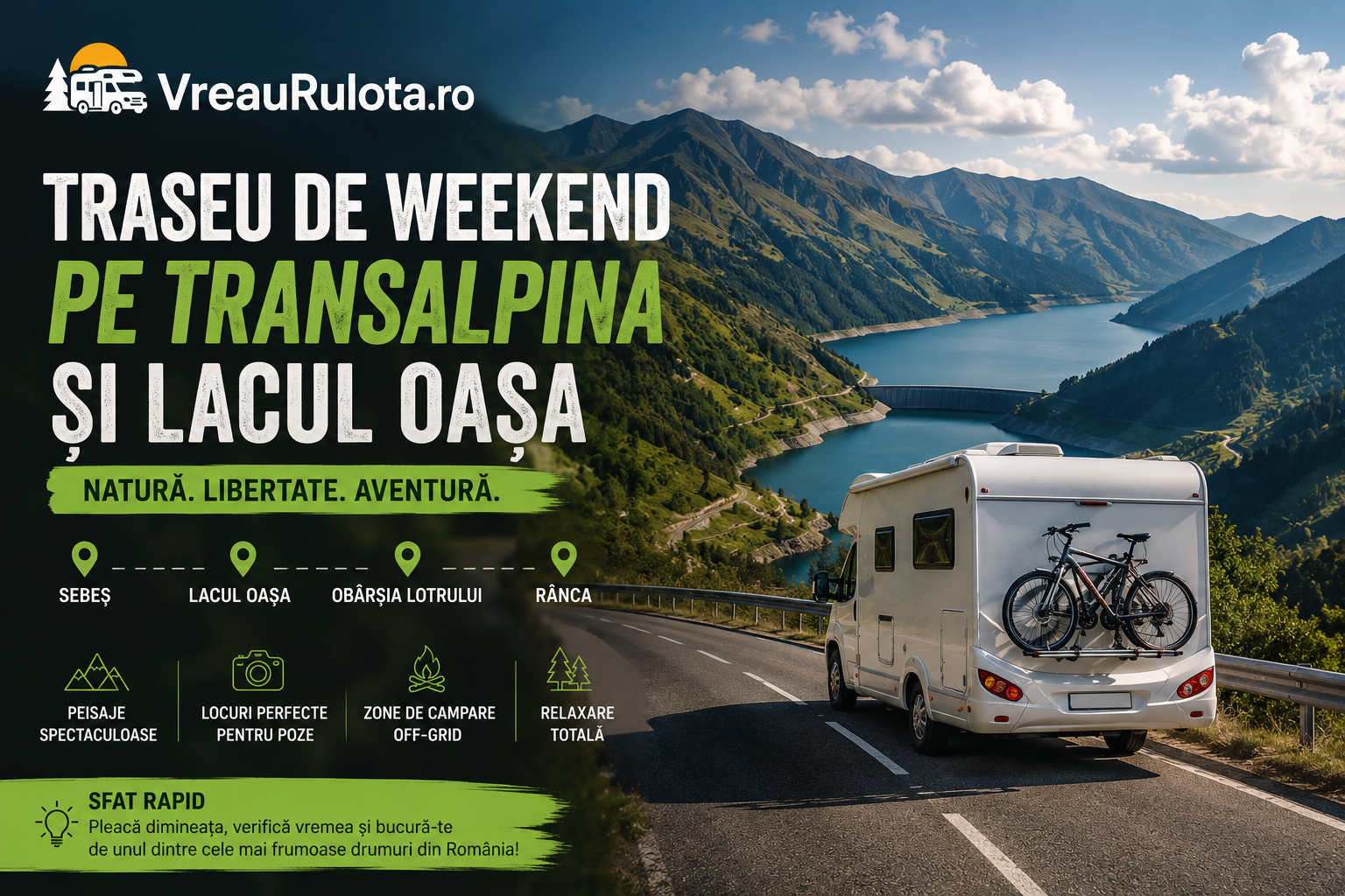 Traseu de weekend cu rulota prin Transalpina și Lacul Oașa